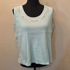 Jenny Buchanan Women’s Sleeveless Tank Top Size L Sequence Round‎ Neck